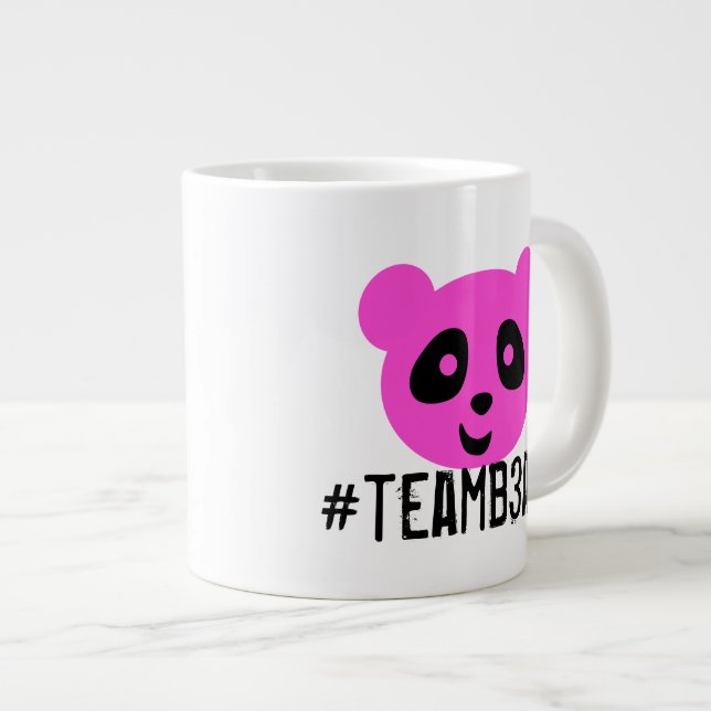 Caneca De Café Grande #teamb3ar Mug Rosa e Azul (Frente Esquerda)