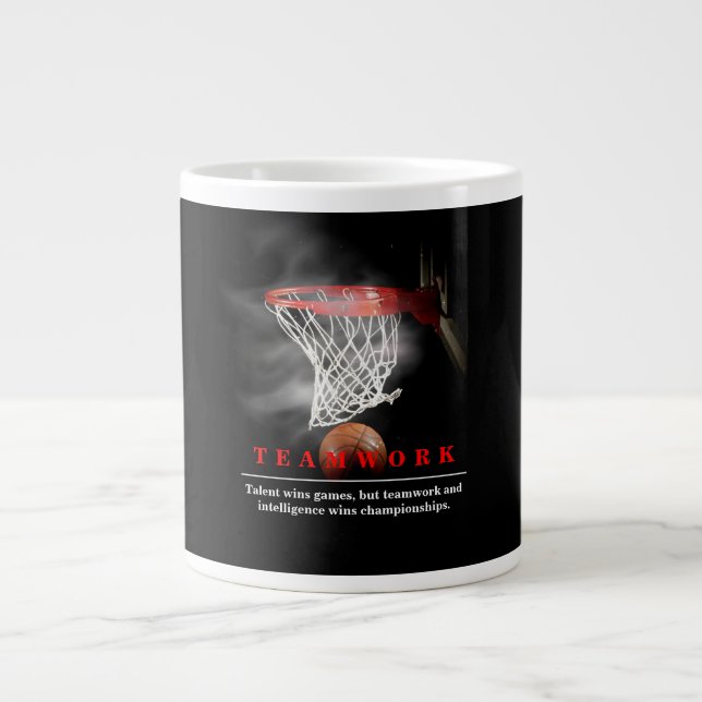 Caneca De Café Grande Teamwork Basketball Motivational Inspirational (Frente)