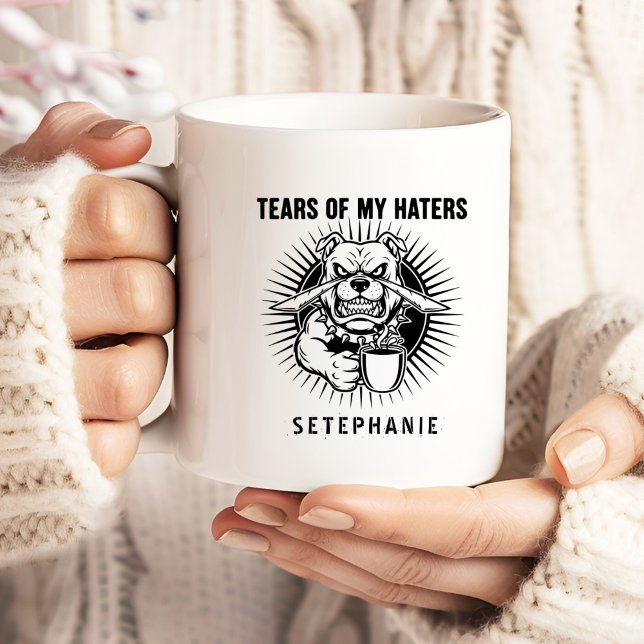 Caneca De Café Grande Tears Of My Haters Mug, Funny Bulldog Mug, Haters  (Criador carregado)