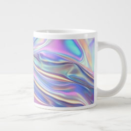 Caneca De Café Grande Tecido Metálico Iridescente Brilhante, Verde Doura