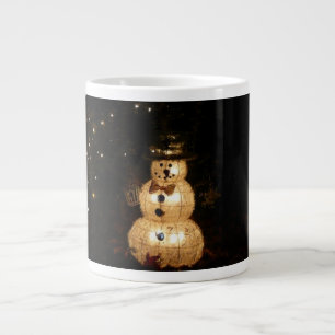 Caneca De Café Grande Tela de luz de feriado Snowman