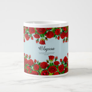 Caneca De Café Grande Tema de Jardim de Nome Personalizado com Borda de