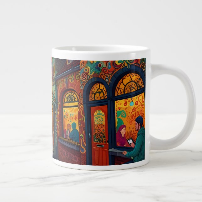 Caneca De Café Grande Tema de Natal Linda Cidade Velha na Bélgica (Direita)