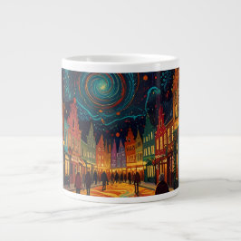 Caneca De Café Grande Tema de Natal Linda Cidade Velha na Bélgica