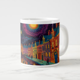 Caneca De Café Grande Tema de Natal Linda Cidade Velha na Bélgica