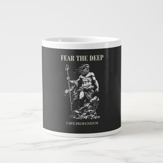 Caneca De Café Grande Temer o Profundo – Poseidon Mítico  (Frente)