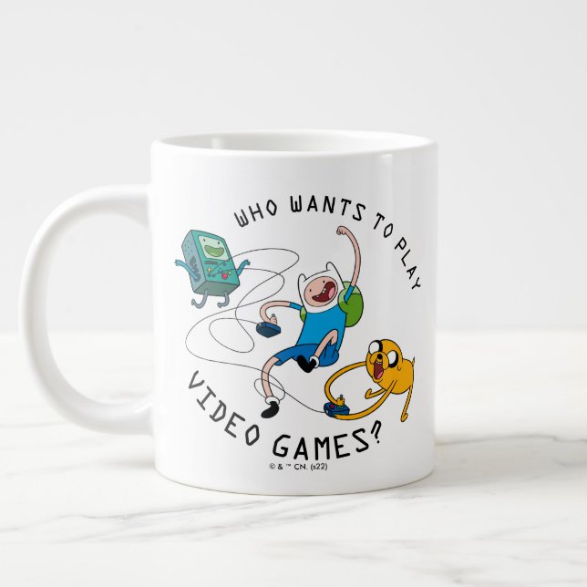Caneca De Café Grande Tempo de Aventura | Finn & Jake Play Com BMO (Esquerda)