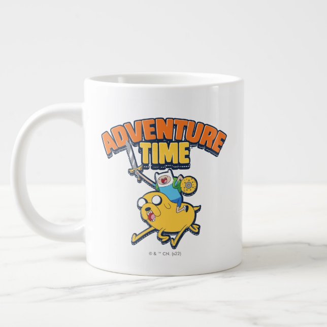 Caneca De Café Grande Tempo de Aventura | Finn Riding Jake (Esquerda)