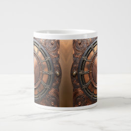 Caneca De Café Grande Tempo de Cobre Steampunk Face