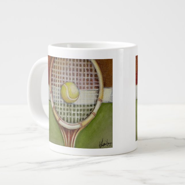 Caneca De Café Grande Tênis Racket com Ball Lay na Corte (Frente Esquerda)