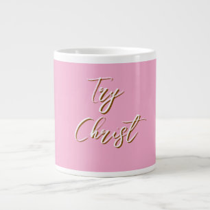 Caneca De Café Grande Tente Cristo Rosa Escuro