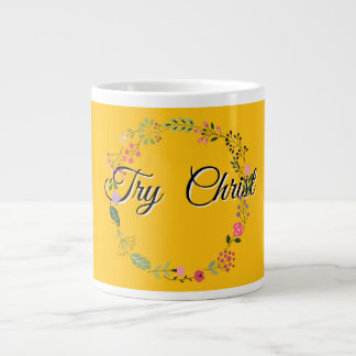 Caneca De Café Grande Tente Floral Amarelo Cristão