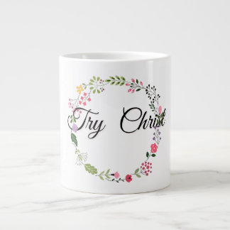 Caneca De Café Grande Tente Floral Branco Cristão