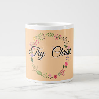 Caneca De Café Grande Tente Floral Pêssego Cristão