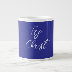 Caneca De Café Grande Tente o Cristo azul escuro
