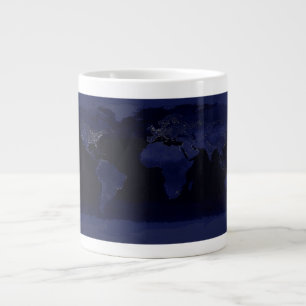 Caneca De Café Grande Terra Mundo Mapeia Luzes da Cidade à Noite por Sat