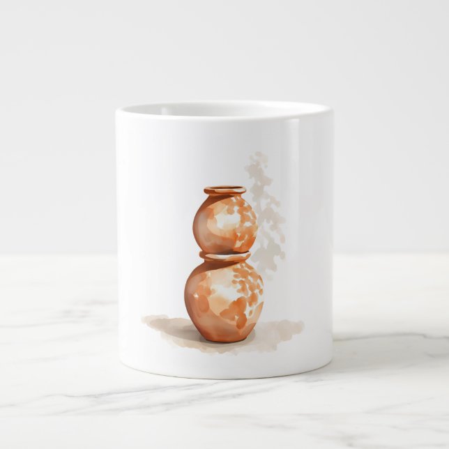 Caneca De Café Grande Terracotta Vessel Stack Art Print | Sculptural Cla (Frente)