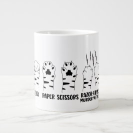 Caneca De Café Grande Tesoura De Papel Rock Nâo Garra Gato Engraçado