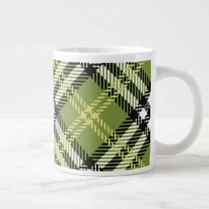 Caneca De Café Grande Teste padrão irlandês verde da xadrez