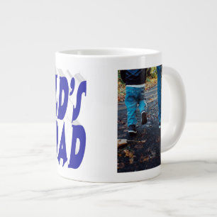 Caneca De Café Grande Texto 3d azul da foto do melhor Pai