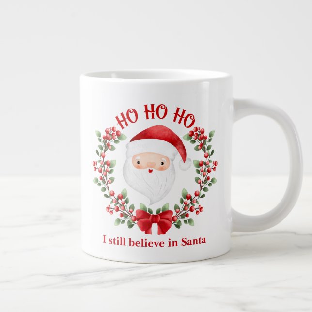 Caneca De Café Grande Texto de Natal do Papai Noel Coffee Mug (Direita)