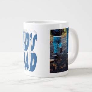 Caneca De Café Grande Texto em 3d azul de foto do melhor Pai