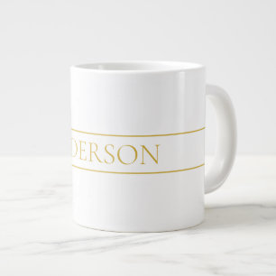 Caneca De Café Grande Texto Personalizável Elegante Simples Dourado e