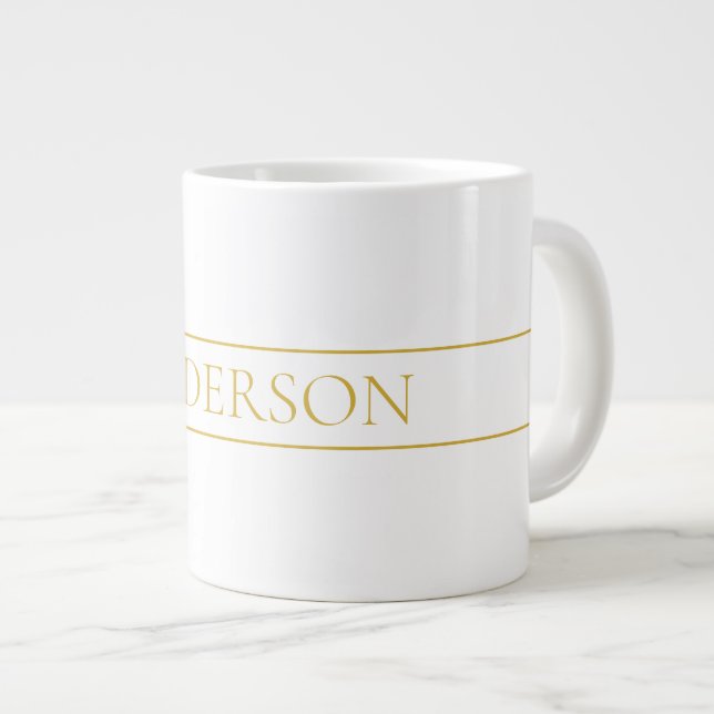 Caneca De Café Grande Texto Personalizável Elegante Simples | Dourado e  (Frente Esquerda)