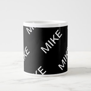 Caneca De Café Grande Texto personalizável   Preto e Branco Moderno Negr