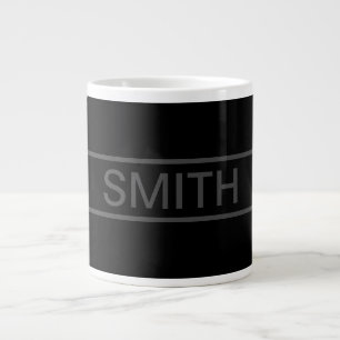 Caneca De Café Grande Texto Personalizável Preto Moderno e Cinza Escur