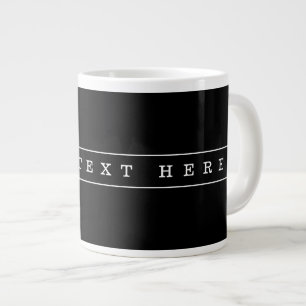 Caneca De Café Grande Texto Simples Elegante & Listras Finas