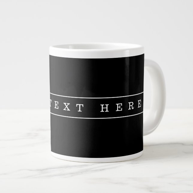 Caneca De Café Grande Texto Simples na moda e faixas finas (Frente Esquerda)