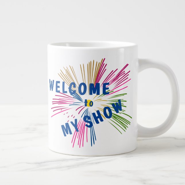 Caneca De Café Grande Textos sobre fogos de artifício (Direita)