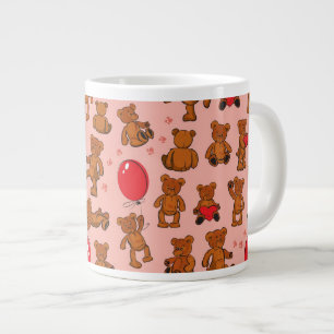 Caneca De Café Grande Textura Com Ursos De Teddy, Corações