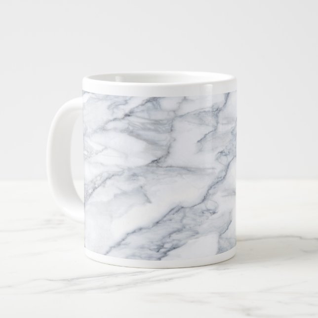 Caneca De Café Grande Textura de Carrara Calacatta, mármore branco (Frente Esquerda)