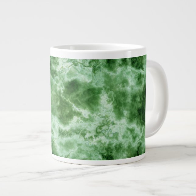 Caneca De Café Grande Textura verde de mármore (Frente Esquerda)