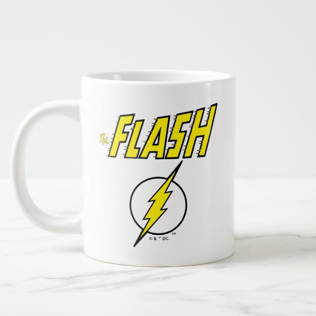 Caneca De Café Grande The Flash Name & Lightning Bolt Logo (Esquerda)