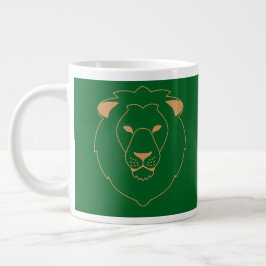 Caneca De Café Grande The Lion's Gaze: Golden Contour