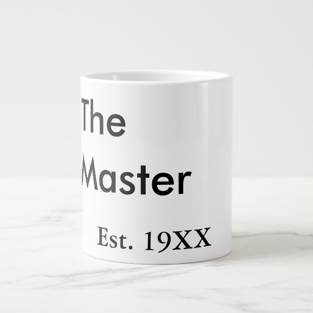 Caneca De Café Grande The Master boss name est year date man king title (Frente)