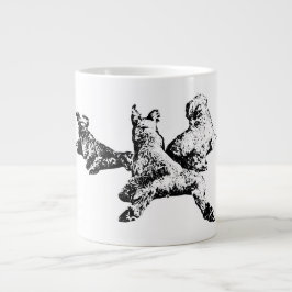 Caneca De Café Grande Three Dogs Mug – Lying Trio in Black Ink