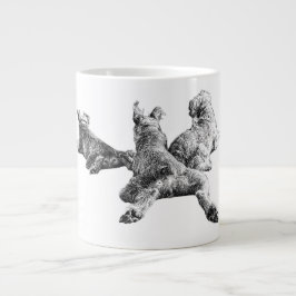 Caneca De Café Grande Three Dogs Mug – Resting Companions in Ink Style