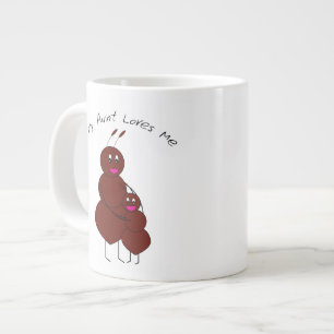 Caneca De Café Grande Tia e Sobrinha Formiga Cartoon Abraçando 