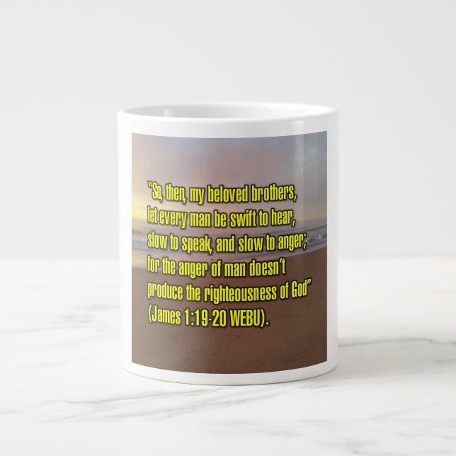 Caneca De Café Grande Tiago 1:19-20 WEBU Mug (Frente)