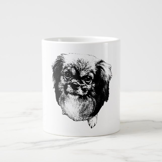 Caneca De Café Grande Tibetan Spaniel Dog Mug – Ink Style Portrait (Frente)