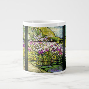 Caneca De Café Grande Tiffany Art Nouveau Iris Flowers Jumbo Mug