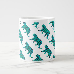 Caneca De Café Grande Tiger Black and Teal Impressão