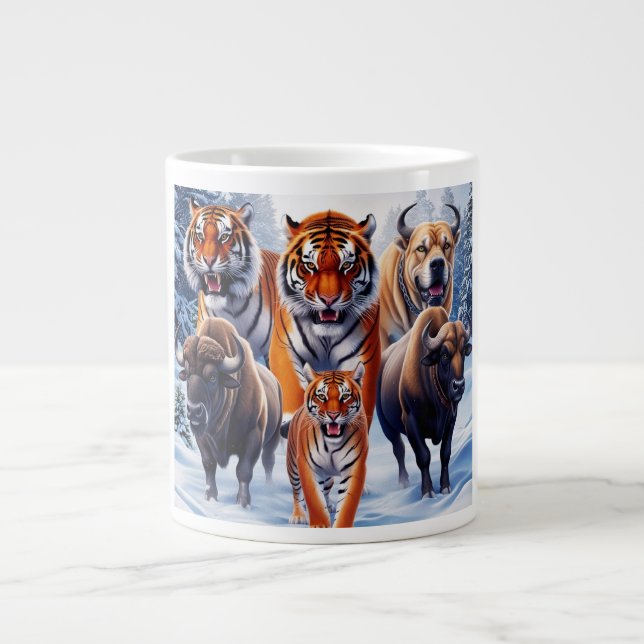 Caneca De Café Grande Tiger Buffalo Dog ao ar livre (Frente)