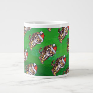 Caneca De Café Grande Tiger Christmas On Green