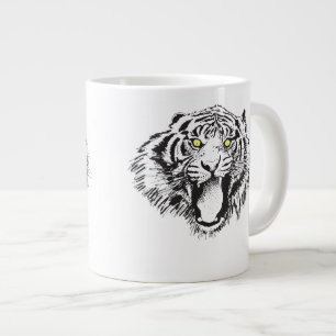 Caneca De Café Grande Tigre a Crescer a Preto com Olhos Amarelos
