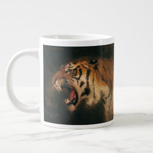 Caneca De Café Grande Tigre-de-bengala Antigo Felino Grande Rugindo, Ani